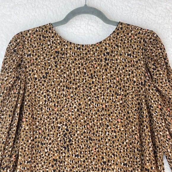 Dolan Brown Animal Print Long Sleeve Round Neck Lightweight Shirt Womens Size L - Picture 2 of 13